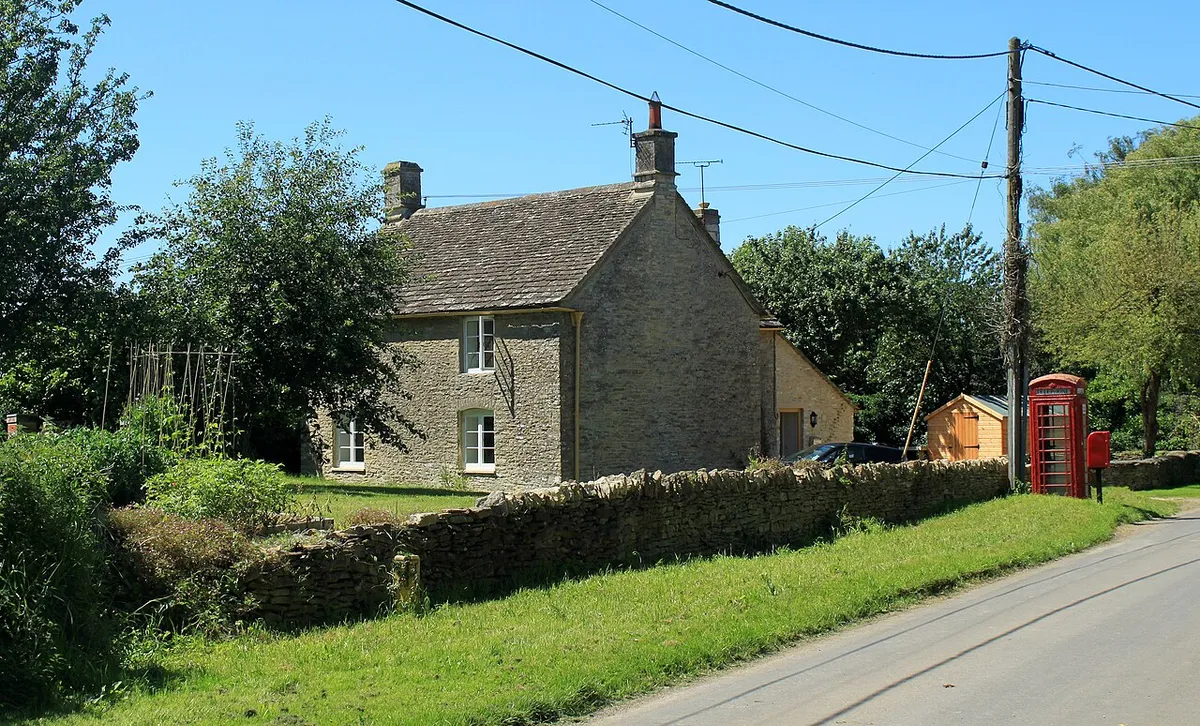 2012 : Cottage, telephone box and postbox Littleton Drew
