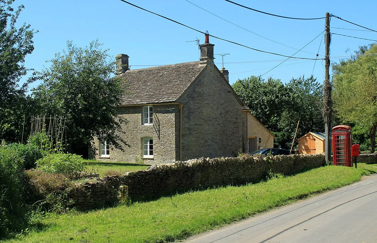 2012 : Cottage, telephone box and postbox Littleton Drew