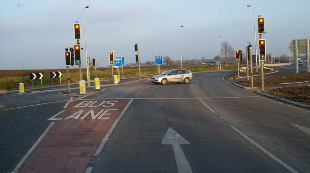 A40 Newent Junction Showing the start of the much heralded bus lane. Don't worry, I was in the passenger seat.