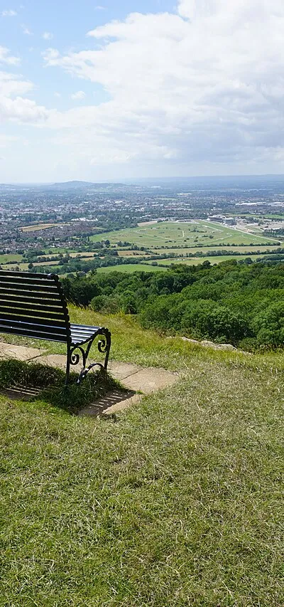 Bench overlooking Cheltenham Racecourse