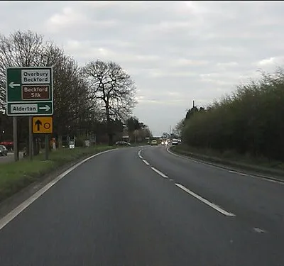 A46 approaching Beckford crossroads