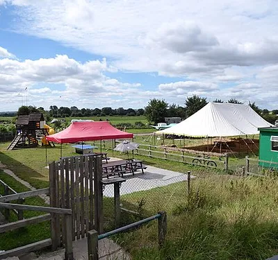 Beer garden at the Barge Inn, Honeystreet, Wiltshire