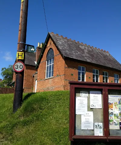 Axford village hall and noticeboard
