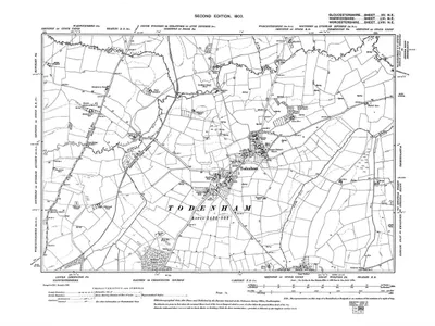 1903 Ordnance Survey map of Todenham in Gloucestershire, England.