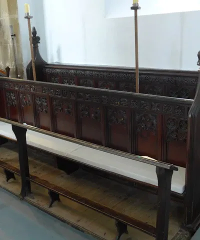 All Saints, Oaksey: choir stalls