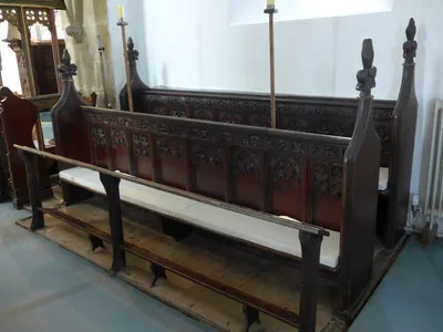 All Saints, Oaksey: choir stalls