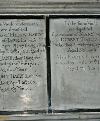 Another memorial inside the Church of St Mary, Calstone Wellington