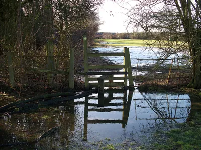 A bit damp This stile on the footpath to Willington is the victim of snow melt.