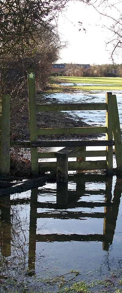 A bit damp This stile on the footpath to Willington is the victim of snow melt.