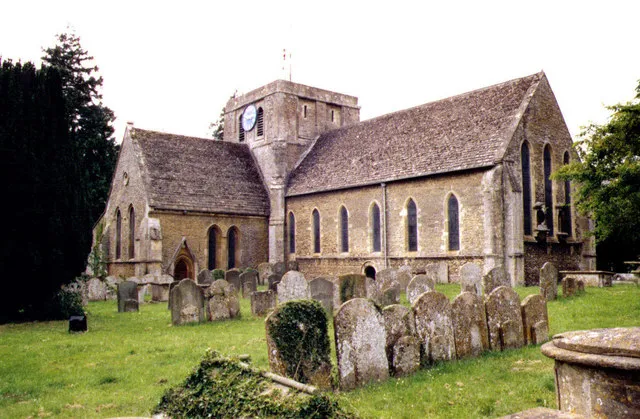 All Saints' parish church, Faringdon, Oxfordshire (formerly Berkshire), seen from the southeast, showing the chancel (right), south transept (left) and tower (centre)