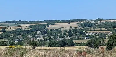 An overview of the village of Salford, Oxfordshire, England taken July 2025.