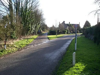 Follow the track The minor road runs from the Fosse Way A429, via Donnington to the A424. The track bearing off to the left is a footpath to Stow-on-the-Wold.
