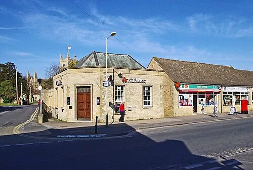 Bank, Post Office and butcher in Church Road, Bishop's Cleeve, Glos