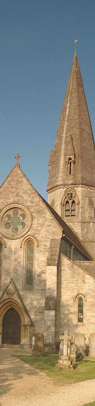 Church of England parish church of St Michael &amp; All Angels, Leafield, Oxfordshire, seen from the west