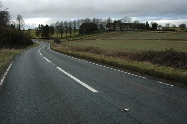 A436 passing Westfield The A436 passing Westfield Farm which is out of sight on the left and Westfield House on the right.