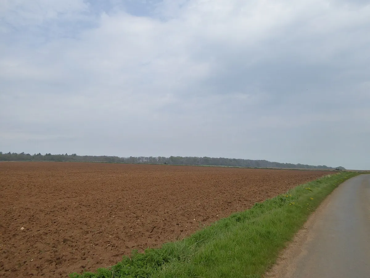 A large ploughed field near Taddington