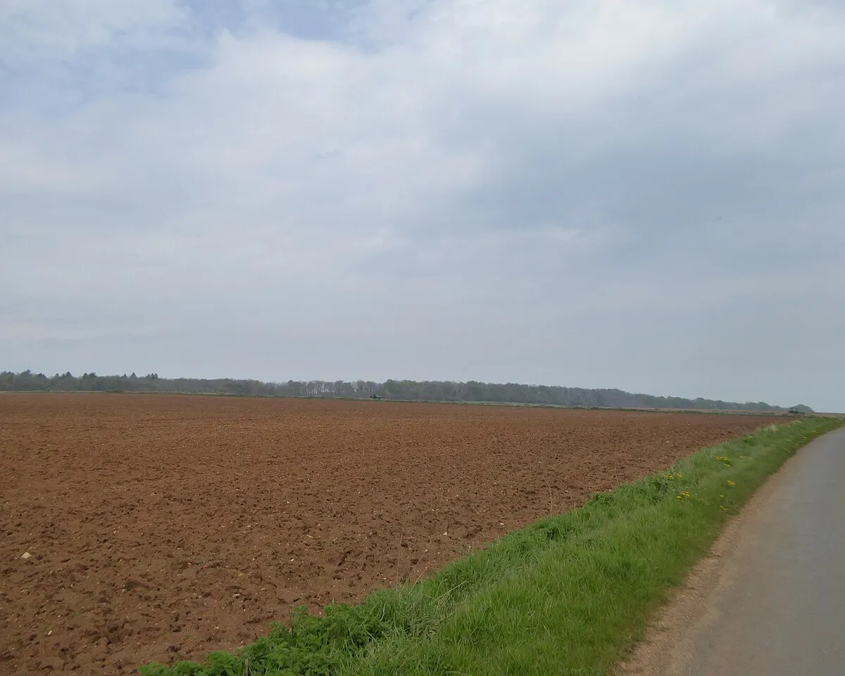 A large ploughed field near Taddington