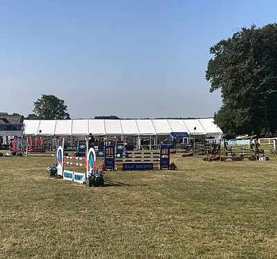 Showjumping arena at Gatcombe Horse Trials