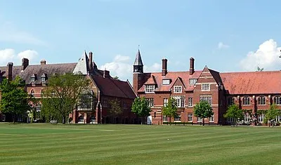 Abingdon School, Park Road, Abingdon. Earliest part, to the left, is by Edwin Dolby and completed 1868-70 with the addition to the right by J G T West and completed in 1901-2 with Chapel and Gymansium at the right.