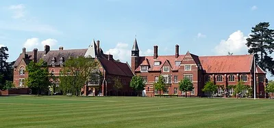 Abingdon School, Park Road, Abingdon. Earliest part, to the left, is by Edwin Dolby and completed 1868-70 with the addition to the right by J G T West and completed in 1901-2 with Chapel and Gymansium at the right.