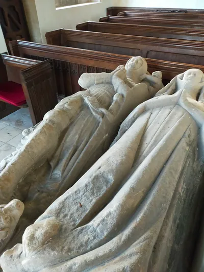 The tomb of Sir Thomas Berkeley (d. 1365) and his wife Lady Joan Berkeley at St Giles's Church, Coberley, Gloucestershire.