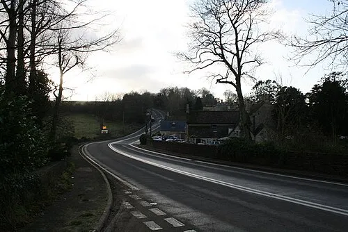 A429 at Fossebridge A 14% climb out of Fossebridge towards Cirencester.