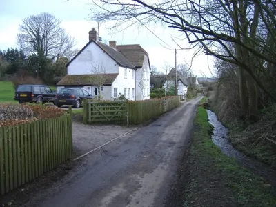 Cottages at Preston This minor road runs parallel to the 'main' road from Lyneham to Bushton.
