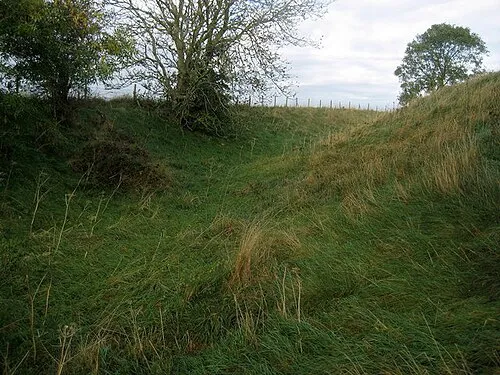 Part of Fortifications, Segsbury Camp Part of ditch and rampart that surrounds Segsbury Camp - an ancient Iron Age Fort.  Large in area, but unimpressive in height and magnitude.