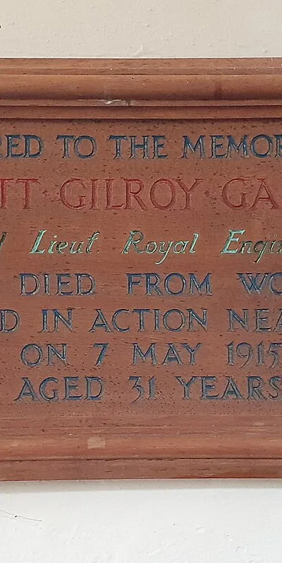 Burnett Gilroy Gardner memorial inside St Michael's church, Cropthorne