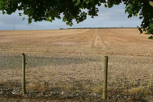 Arable land near Great Shefford This field has already been harvested.  Taken from the Lambourne Valley Way.