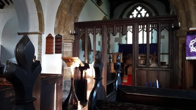 Chancel arch and screen in St Martin's church , Shutford