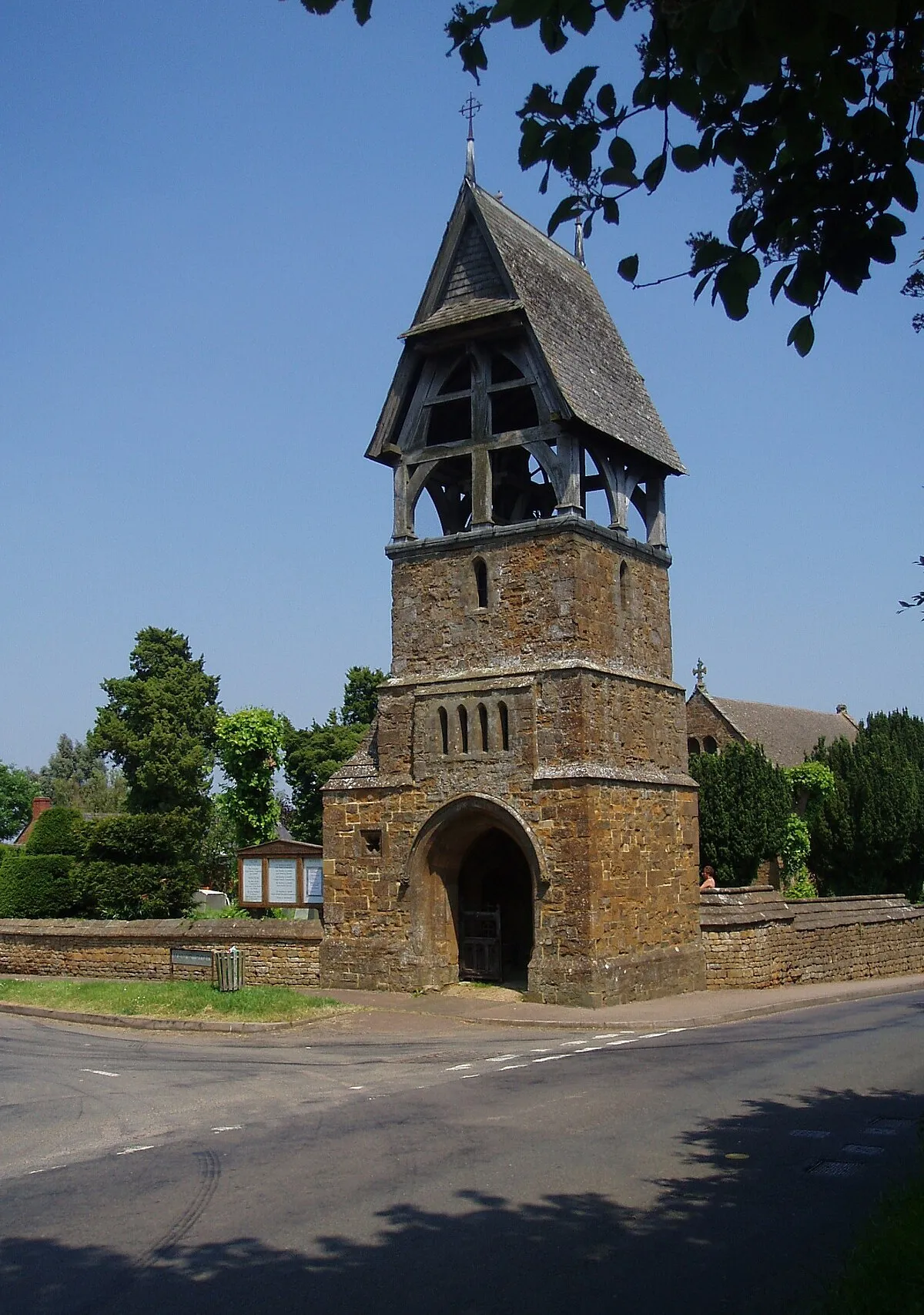 Combined campanile and lychgate, All Saints' parish church, Great Bourton, Oxfordshire