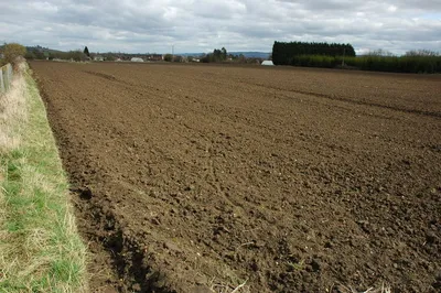 Arable land, Sedgeberrow Recently prepared arable land ready for the seeding or planting of this year's crop.