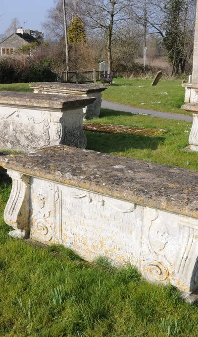 Chest tombs, Harescombe church
