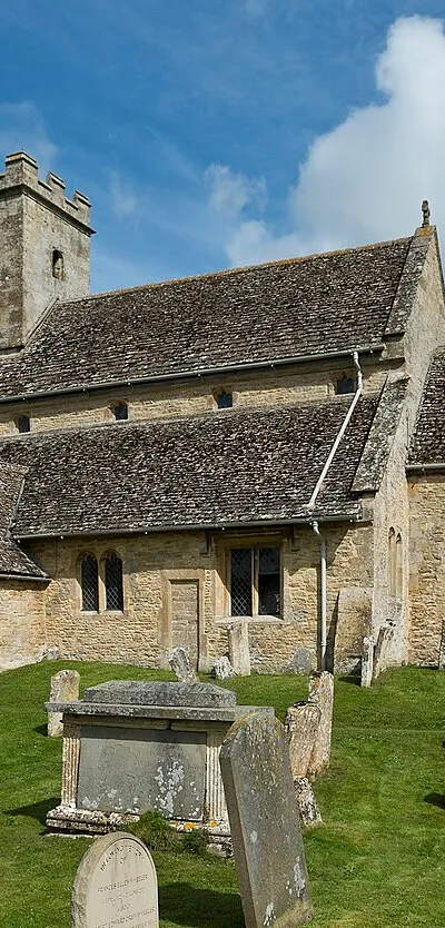 A 12th century church with later enlargements. The tower was added in 1822. Swinbrook is famous for the Fettiplace monuments in the chancel, the Mitford family graves in the churchyard and the restored medieval glass fragments in one window.