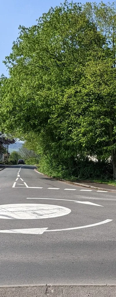 A4173 mini-roundabout, Brookthorpe, Gloucestershire