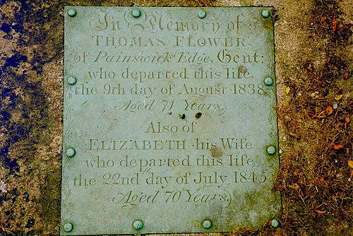 Grave, Horsley Churchyard Grave of Thomas Flower and Elizabeth Bishop.