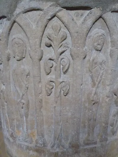 Detail of the font in Oxhill church