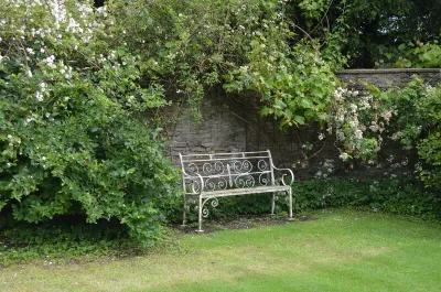A seat in Newark Park House gardens