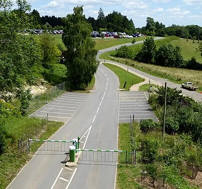 Barriers at entrance to the National Arboretum