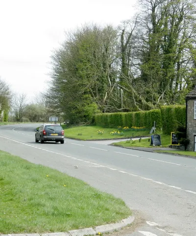 A420 leaving Giddeahall heading east Very little between here and Chippenham.
A blackthorn, sloe or prunus spinosa is in flower to the left. The fruit has a bitter taste but makes very good wine which needs time to mature.
