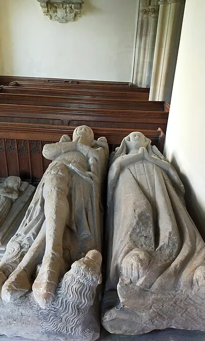 The tomb of Sir Thomas Berkeley (d. 1365) and his wife Joan at St Giles's Church, Coberley, Gloucestershire.