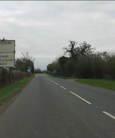 A438 approaching the B4211 junction