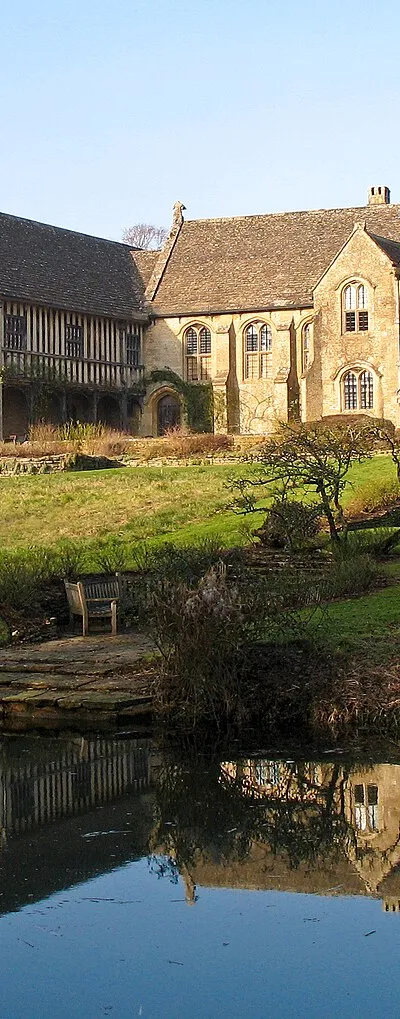 A view of Great Chalfield manor, in Wiltshire, taken late on a winter afternoon.  Flickr offers a number of other photographers' versions of the same view.