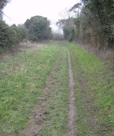 Bitham Lane Looking west from the eastern edge of the square. Restricted byway, formerly Road Used as a Public Path (RUPP).