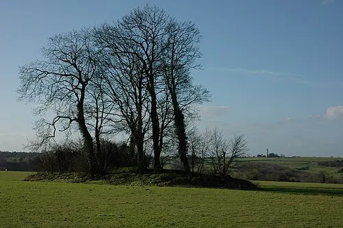 Long Barrow near Upper Kilcott This Long barrow is situated less than half a mile south of Upper Kilcott, the Somerset Monument at Hawkesbury Upton can be see on the horizon.