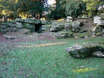 Amphitheatre, Westonbirt House, Tetbury At the western end of the grounds to the house is this small area of rocks and grass.