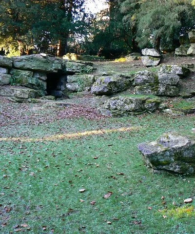 Amphitheatre, Westonbirt House, Tetbury At the western end of the grounds to the house is this small area of rocks and grass.