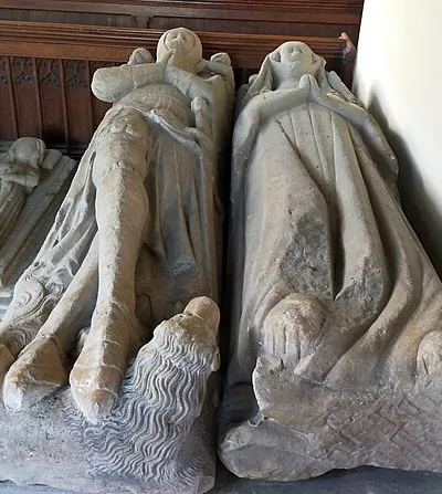 The tomb of Sir Thomas Berkeley (d. 1365) and his wife Joan at St Giles's Church, Coberley, Gloucestershire.