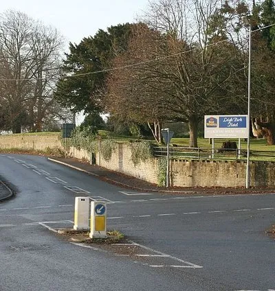 B3109 and B3105 Crossroads The B3109 is from Bradford on Avon north to Corsham, the B3105 comes from Hilperton and Staverton and joins the A363 about half a mile to the right.
The big house to the right is Leigh Park Hotel.